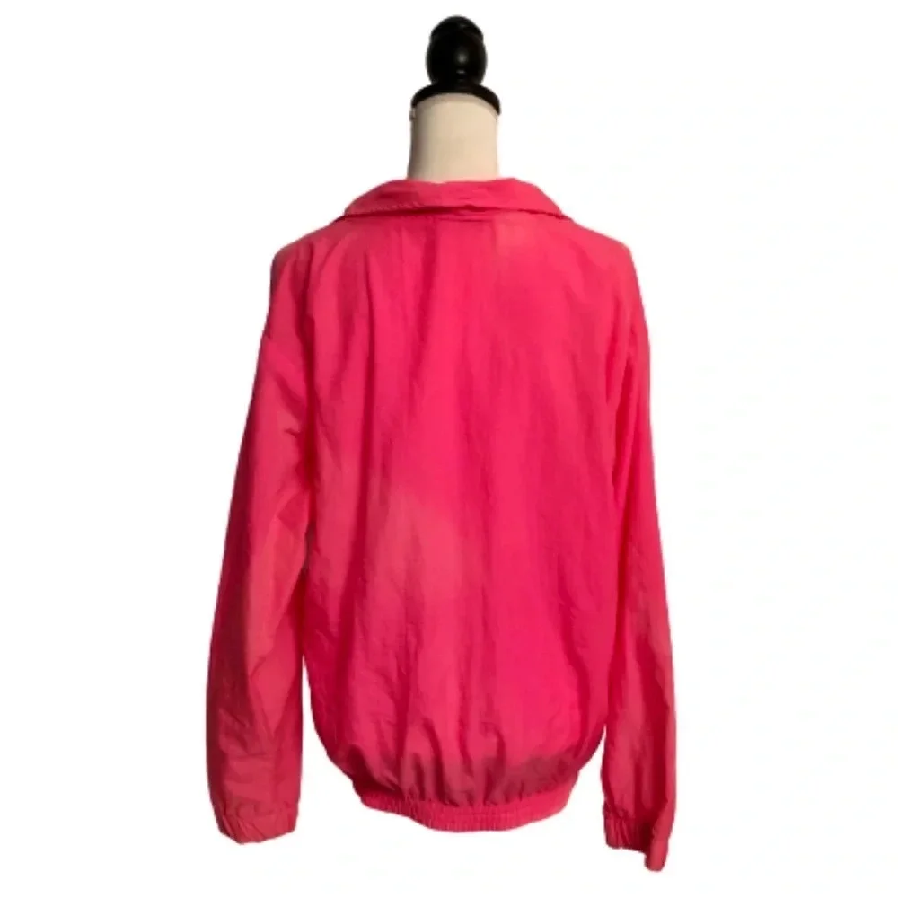 Vintage 90s Barbiecore Pink Flying Colors Neon Pink Nylon Windbreaker